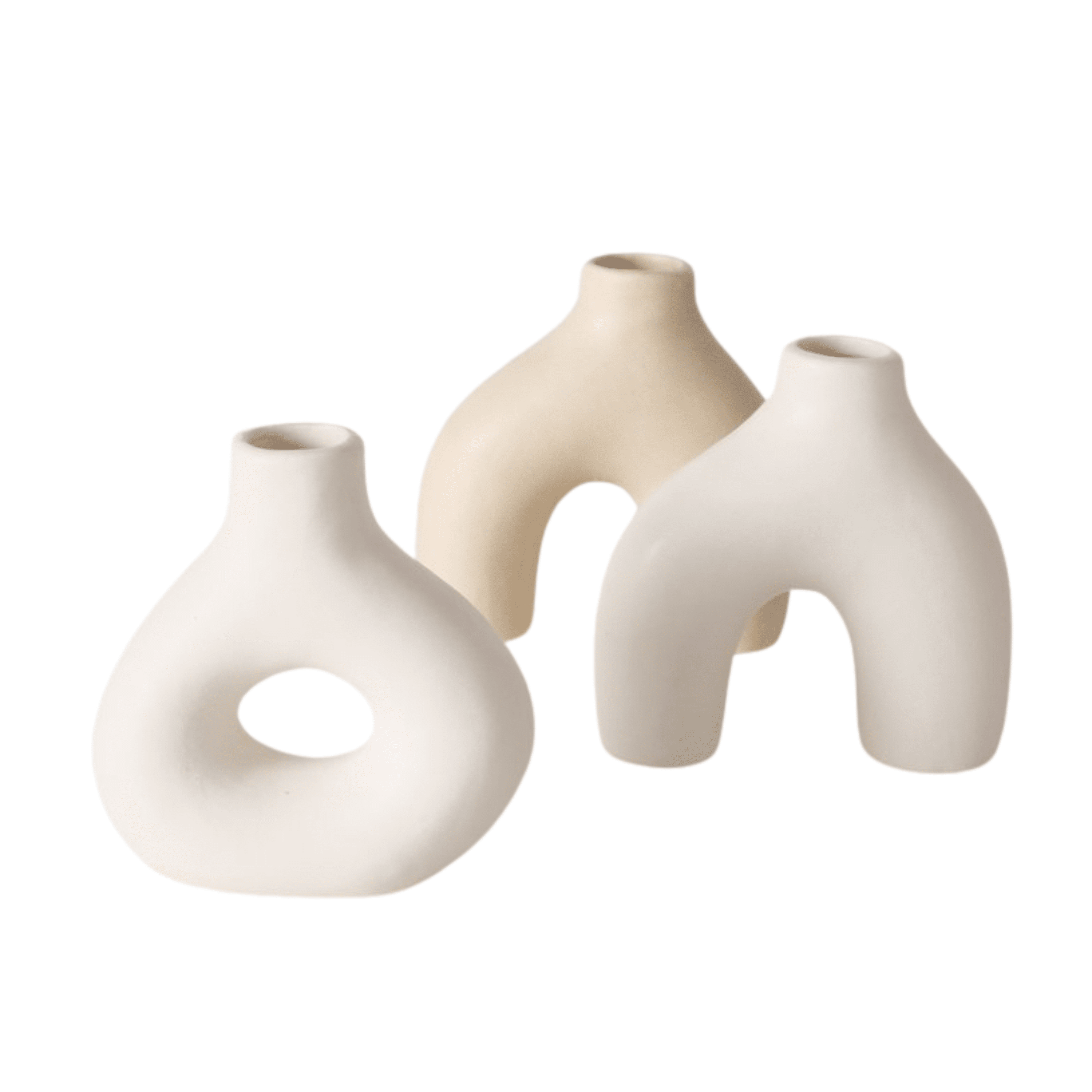Elica Mini Neutral Organic Shaped Vases - Set of 3 Accessories
