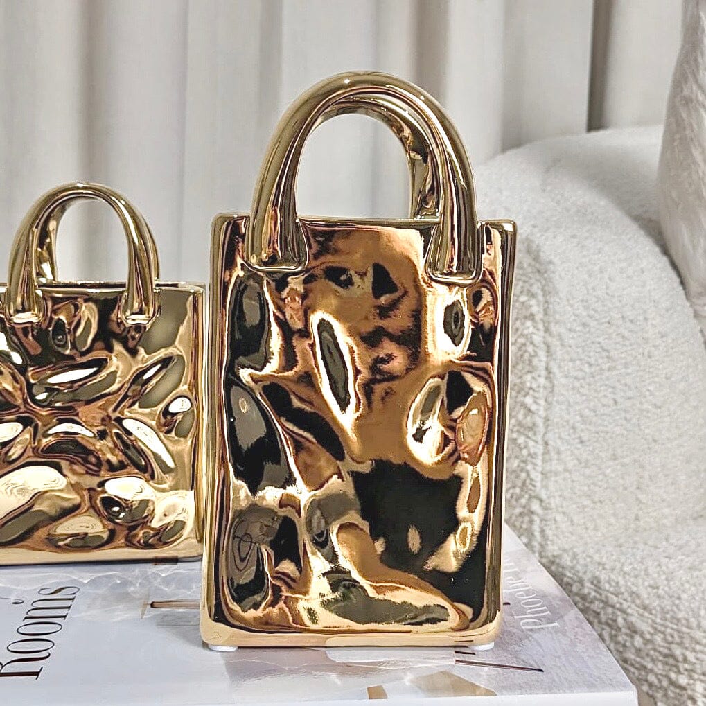 Elise Large Gold Handbag Decorative Vase Accessories
