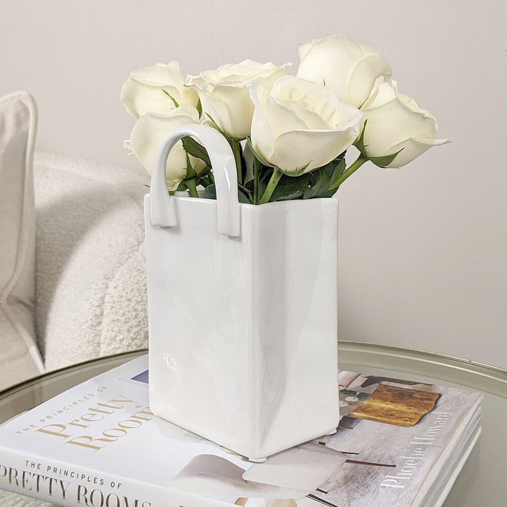 Elise Large White Handbag Decorative Vase Accessories