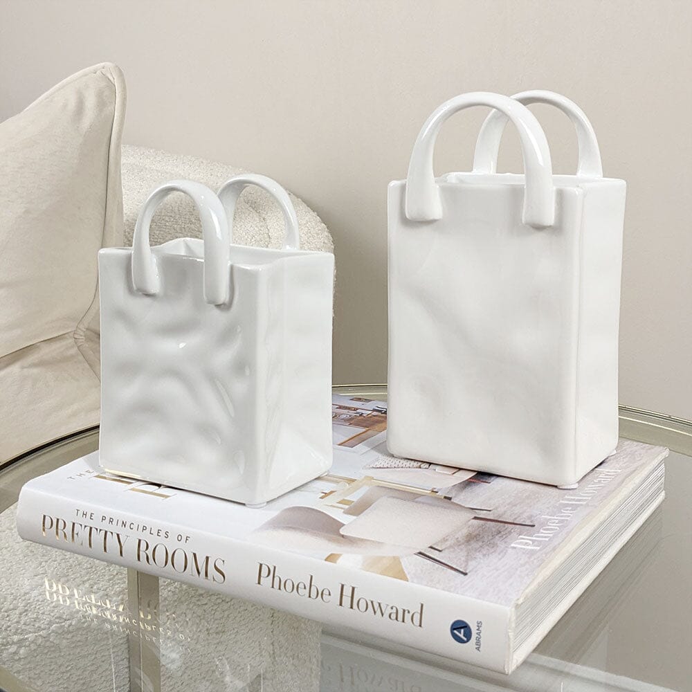 Elise Large White Handbag Decorative Vase Accessories