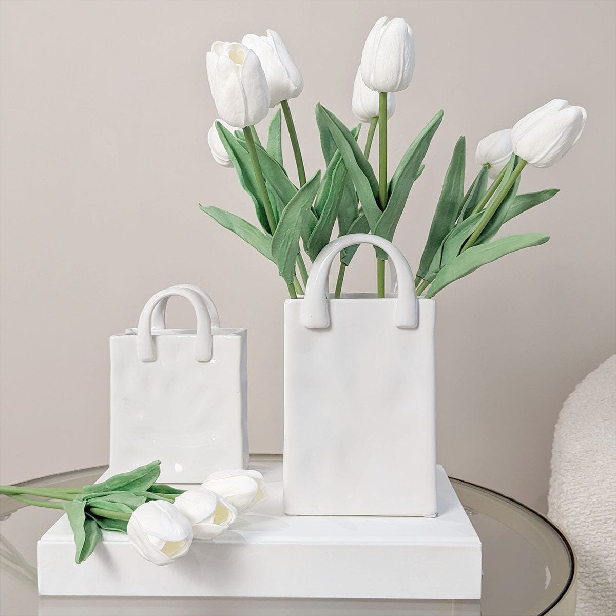 Elise White Handbag Decorative Vase Accessories