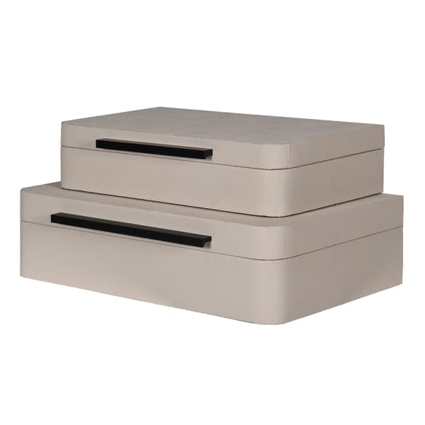 Eliza Luxury Cream Decorative Trinket Boxes with Black Handles - Set of 2 Accessories