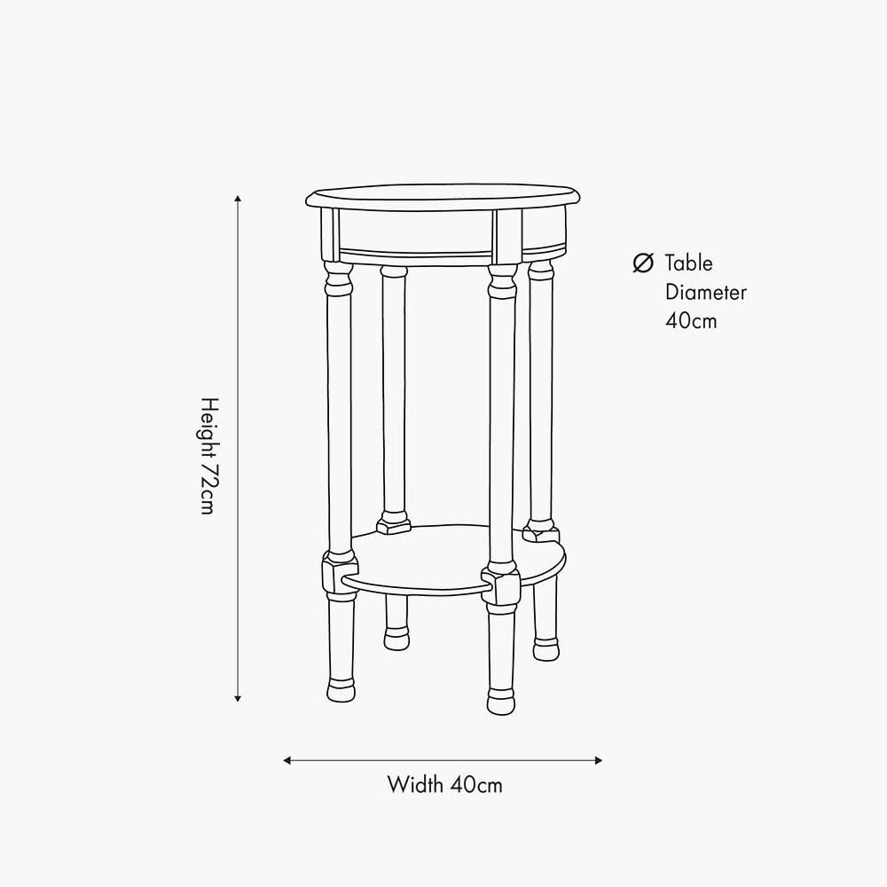 Elizabeth Cream Round Pine Side Table Furniture