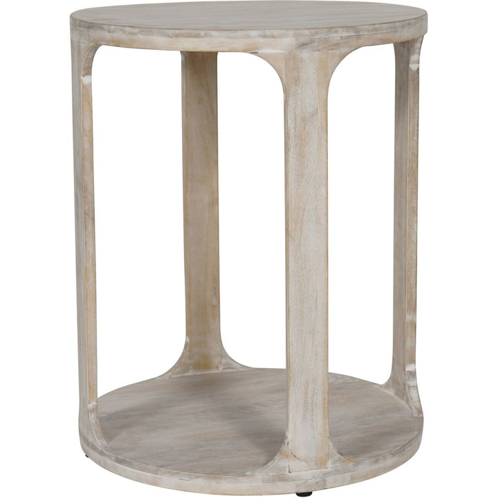 Elle Solid Carved Whitewash Wooden Side Table Furniture 