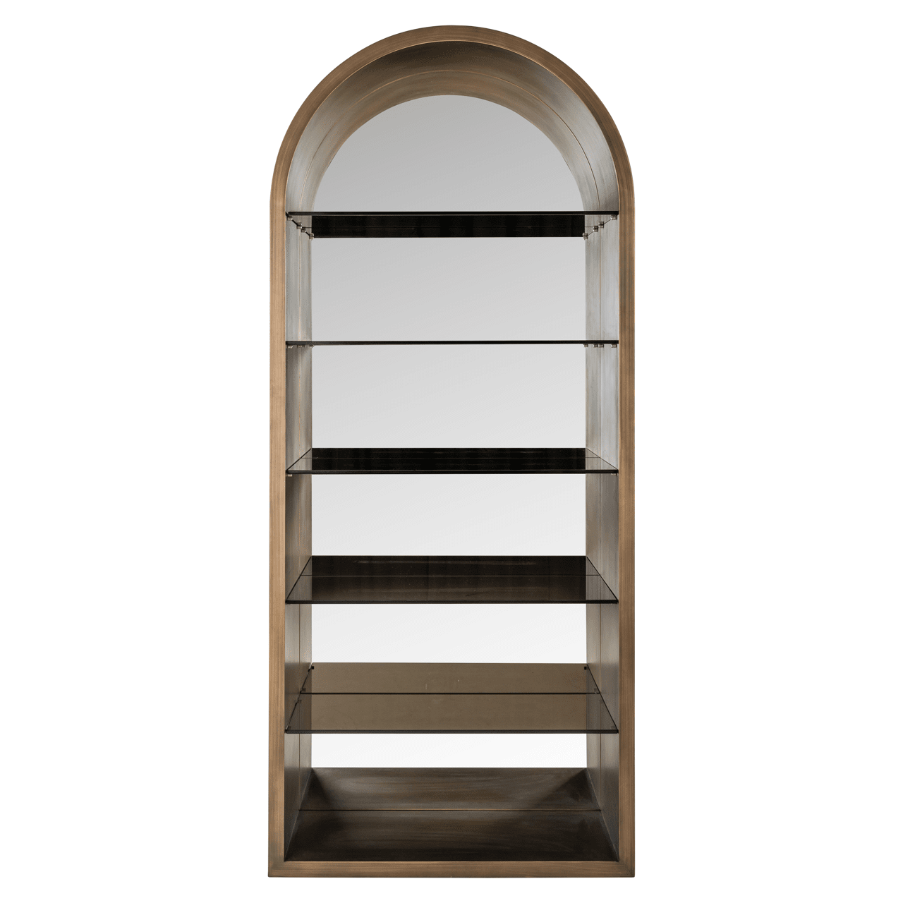 Ellie Brushed Gold Mirrored Arched Shelving Unit Furniture