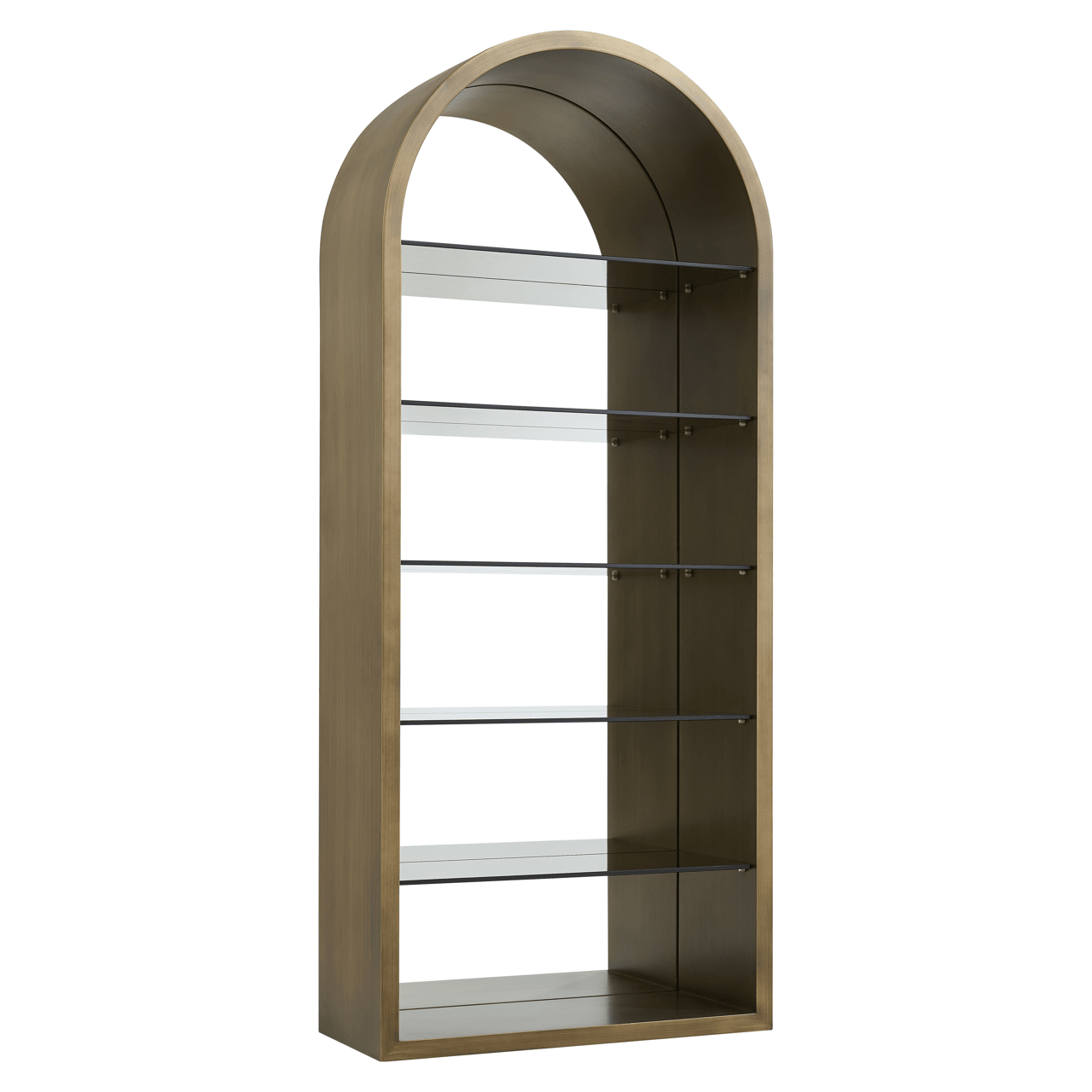 Ellie Brushed Gold Mirrored Arched Shelving Unit Furniture