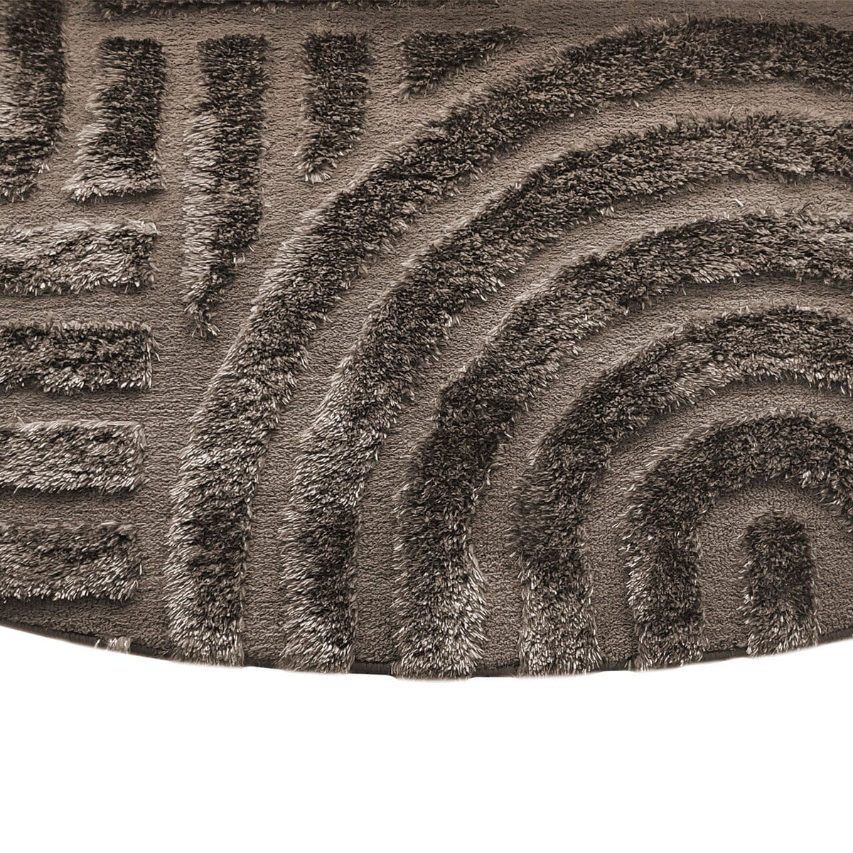 Elordie Chocolate Brown Patterned Rounded Edge Rug Textiles