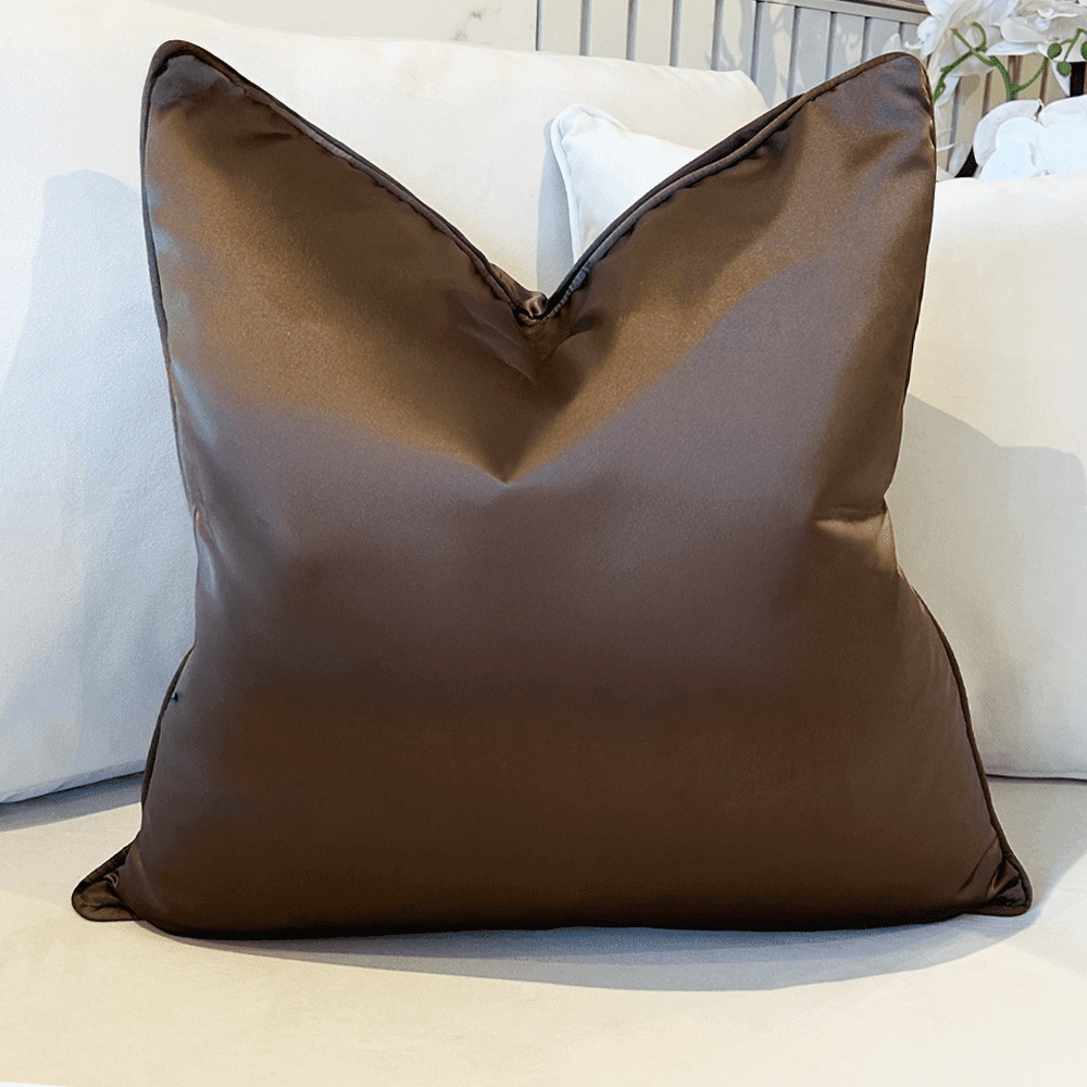 Empire Espresso Satin Cushion Cover with Satin Pipe- 50x50cm Textiles