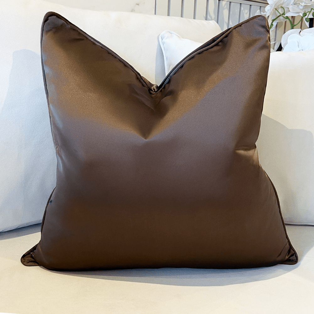 Empire Espresso Satin Cushion Cover with Satin Pipe- 50x50cm