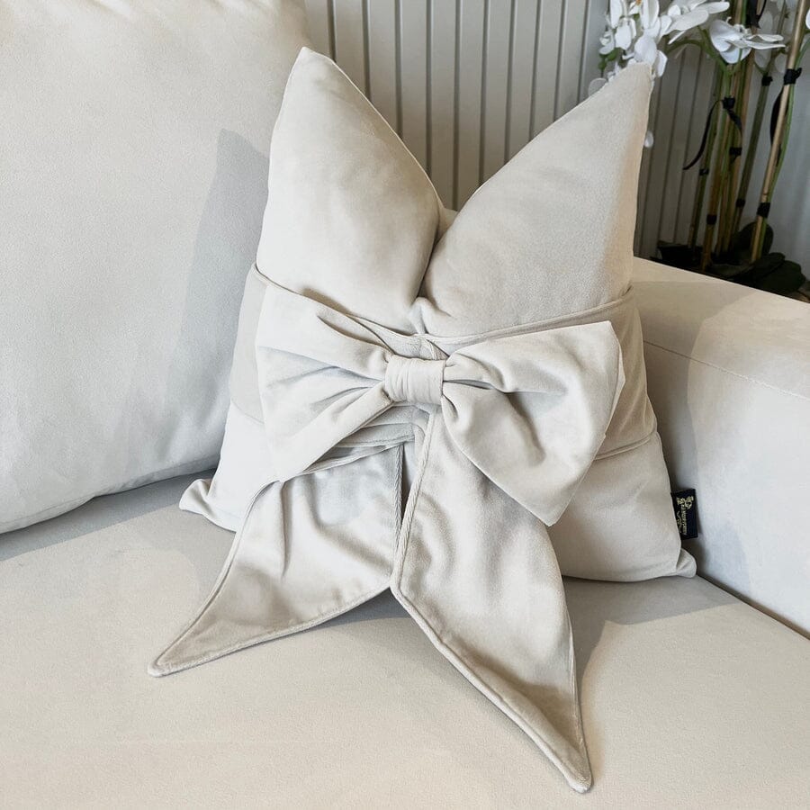 Shop Erina Cream Velvet Decorative Bow Cushion 45x45cm – Rowen Homes