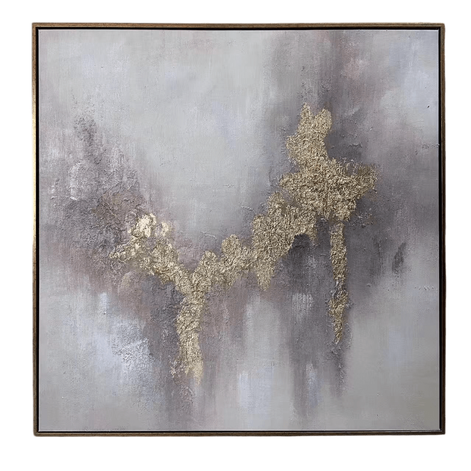 Estela Metallic Gold Abstract Glass Print Wall Art Accessories