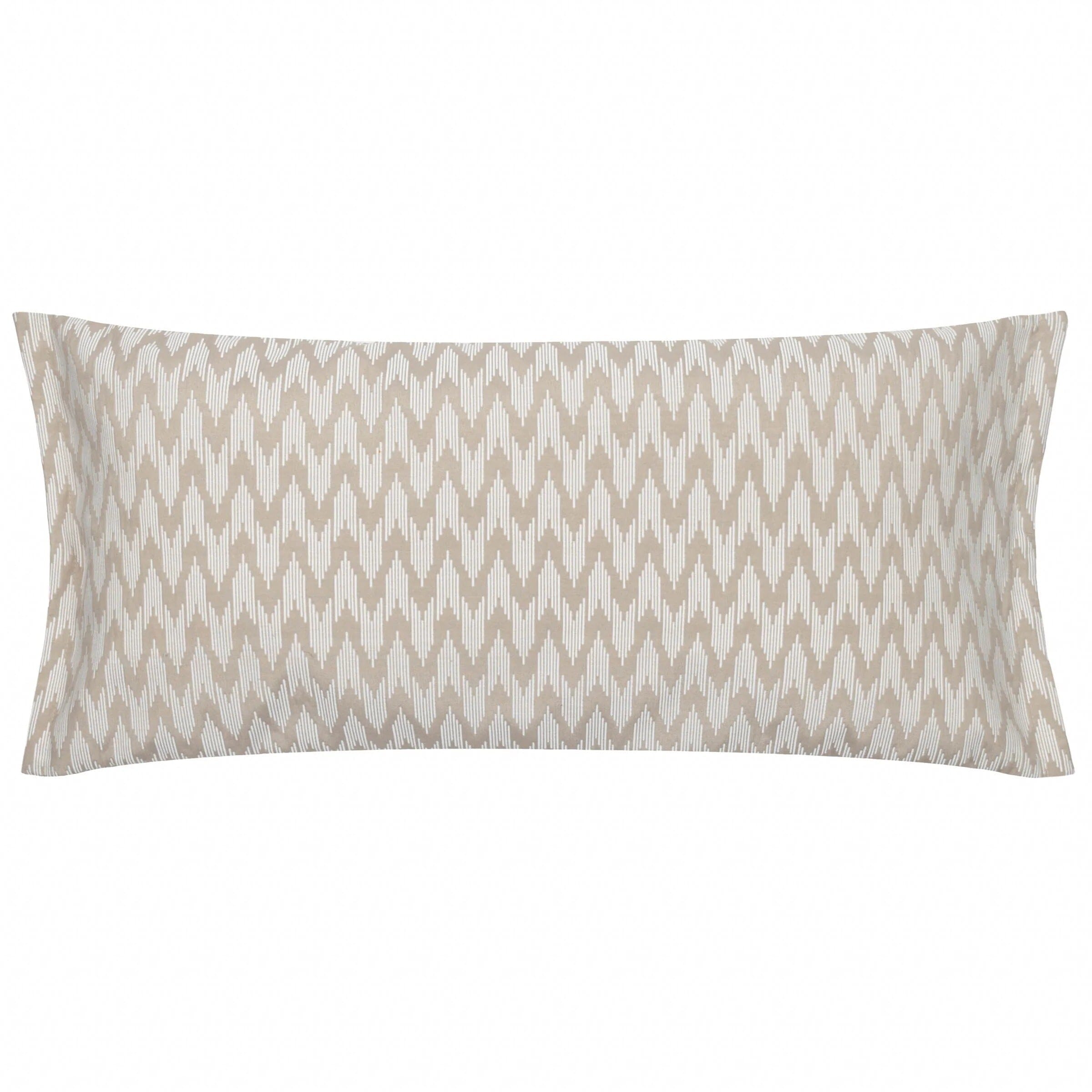 Estrella Large Cream & Taupe Zig Zag Print Bolster Cushion - 65x30cm Textiles