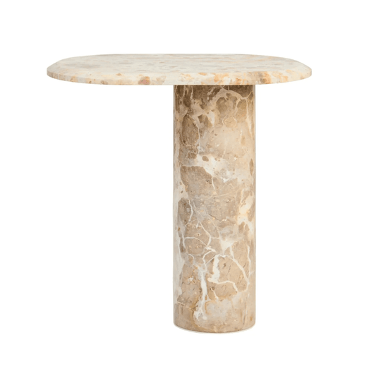 Evadne Neutral Marble Side Table Furniture