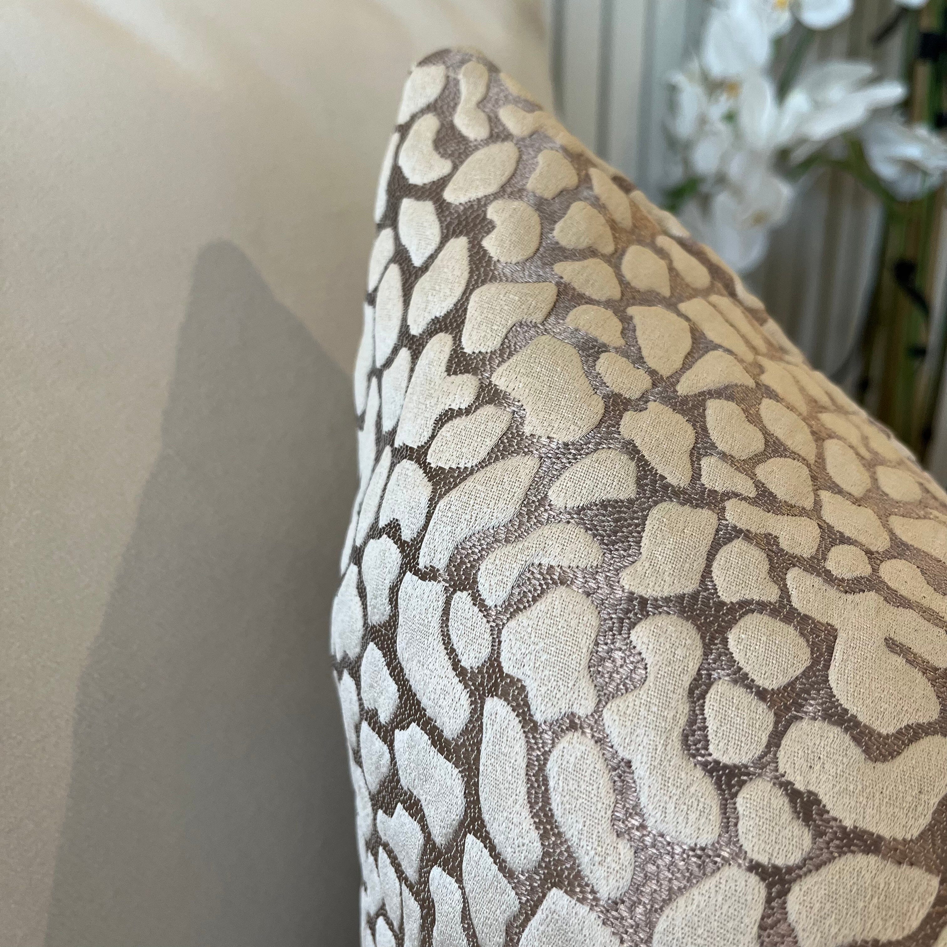 Ivy Mink & Cream Leopard Print Textured Cushion Cover - 50x50cm