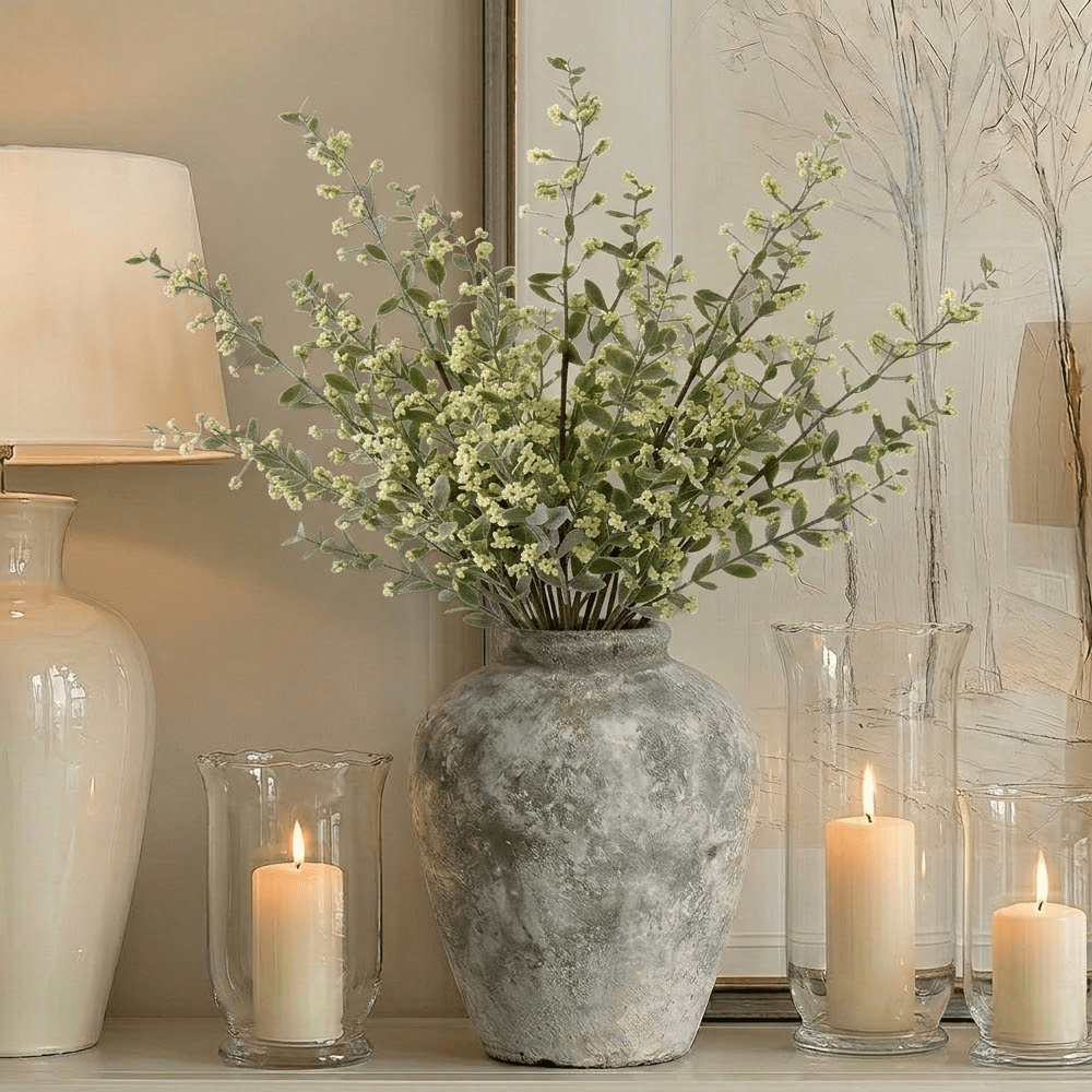 Faux Bubble Leaf Cream Berries Single Stem Floral Accessories