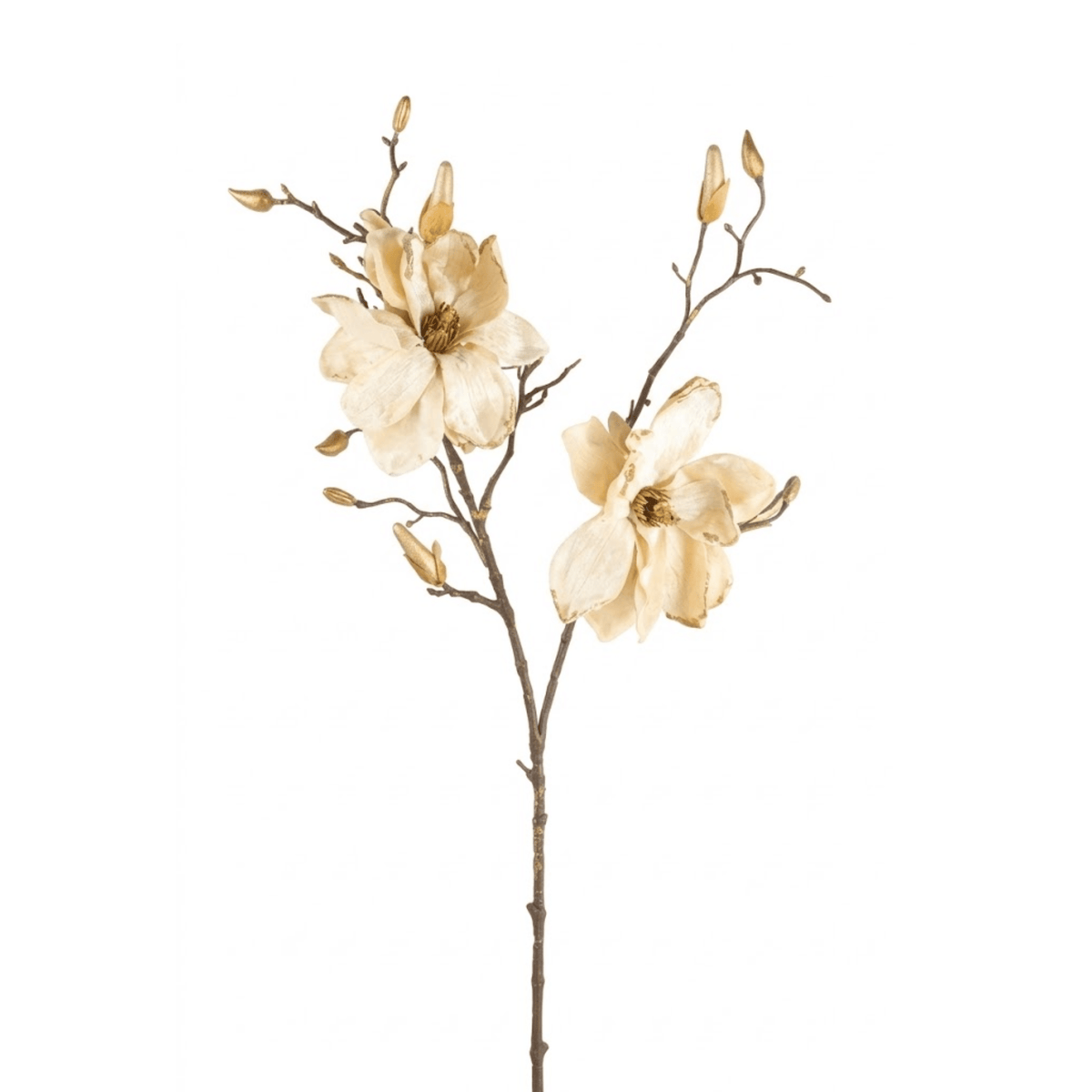 Faux Cream & Gold Magnolia Single Stem Floral Accessories
