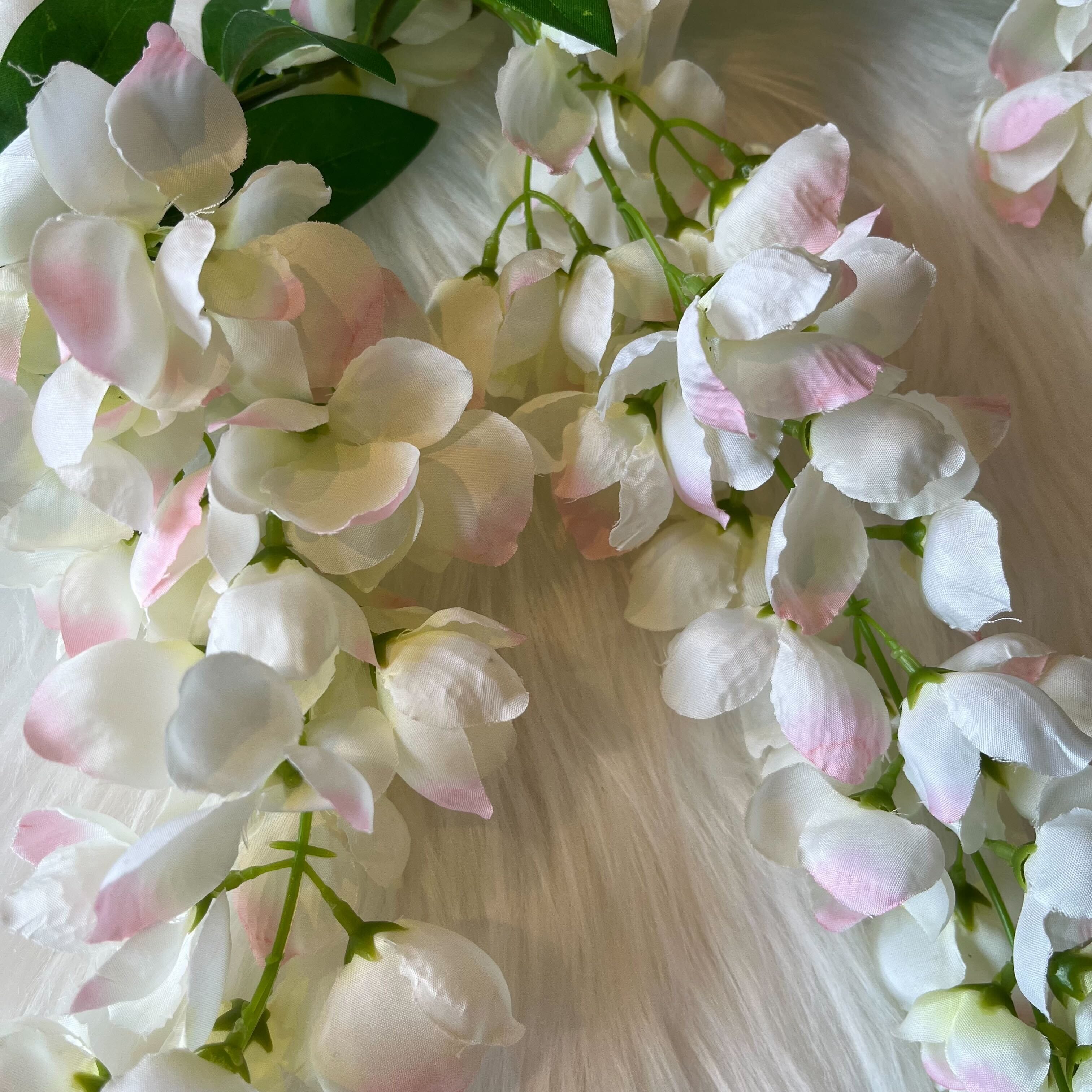 Faux Cream & Pink Wisteria Draping Single Stem Flower Accessories