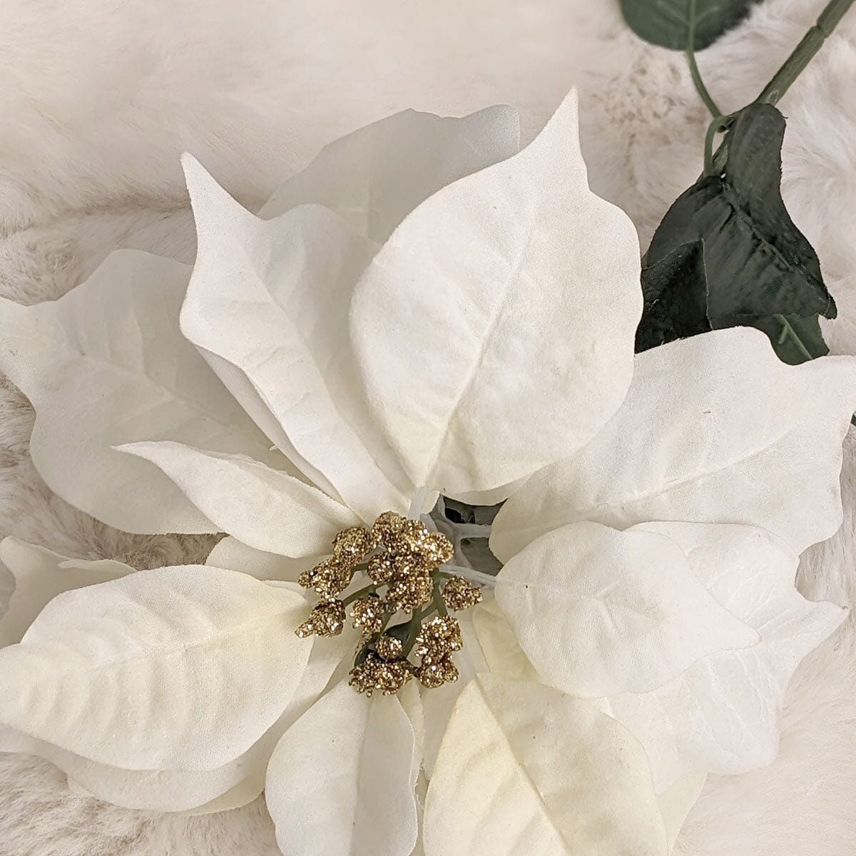Faux Cream Velvet Poinsettia Single Stem Floral Accessories
