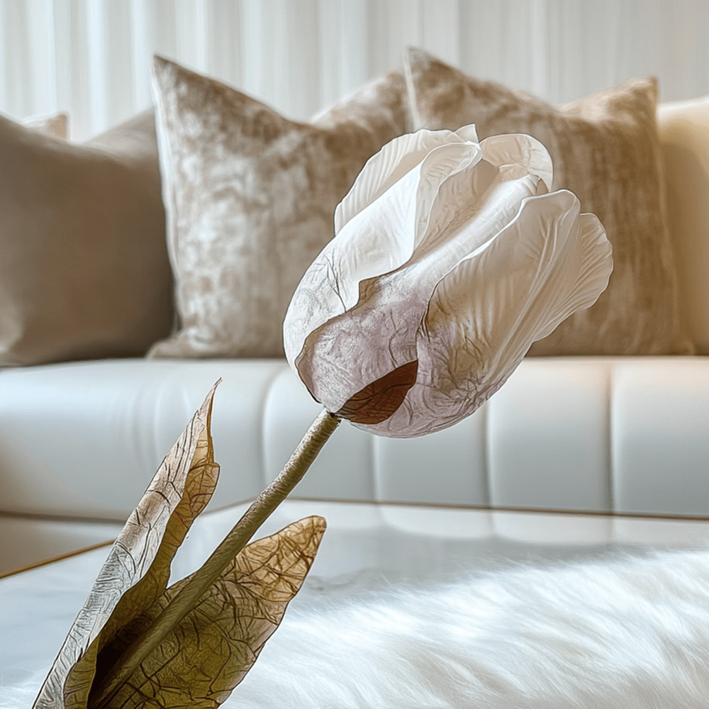 Faux Dried Touch Large Tulip Single Stem Flower Accessories
