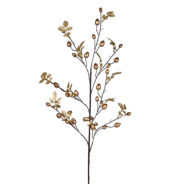 Faux Gold Metallic Rose Hip Spray Single Stem Floral Accessories