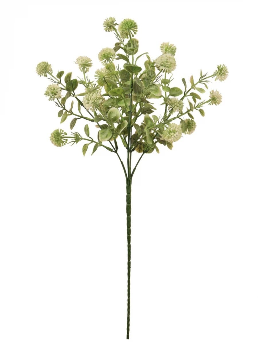 Faux Green & White Globe Single Stem Floral Accessories