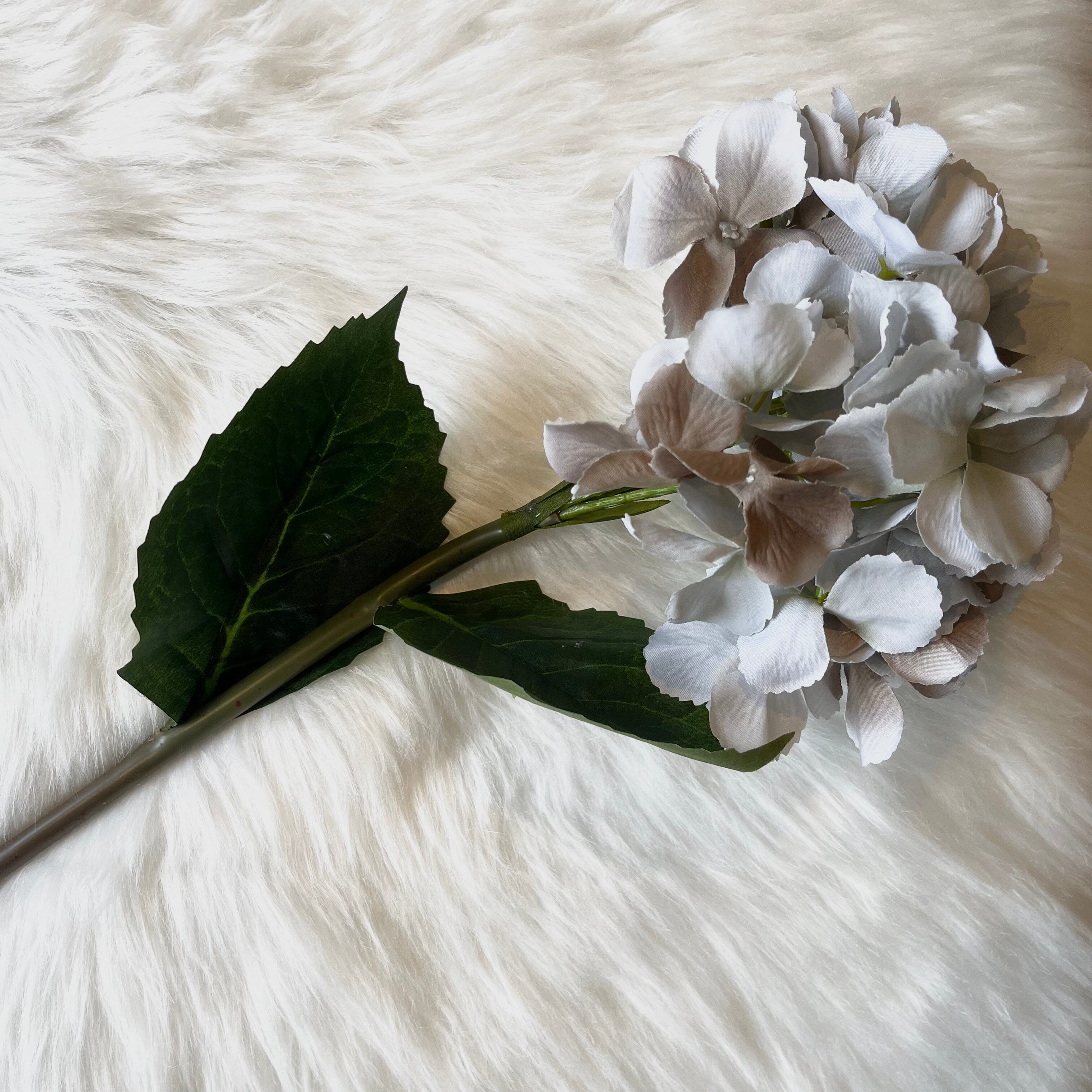 Faux Grey Giant Pom Pom Hydrangea Single Stem Flower Accessories