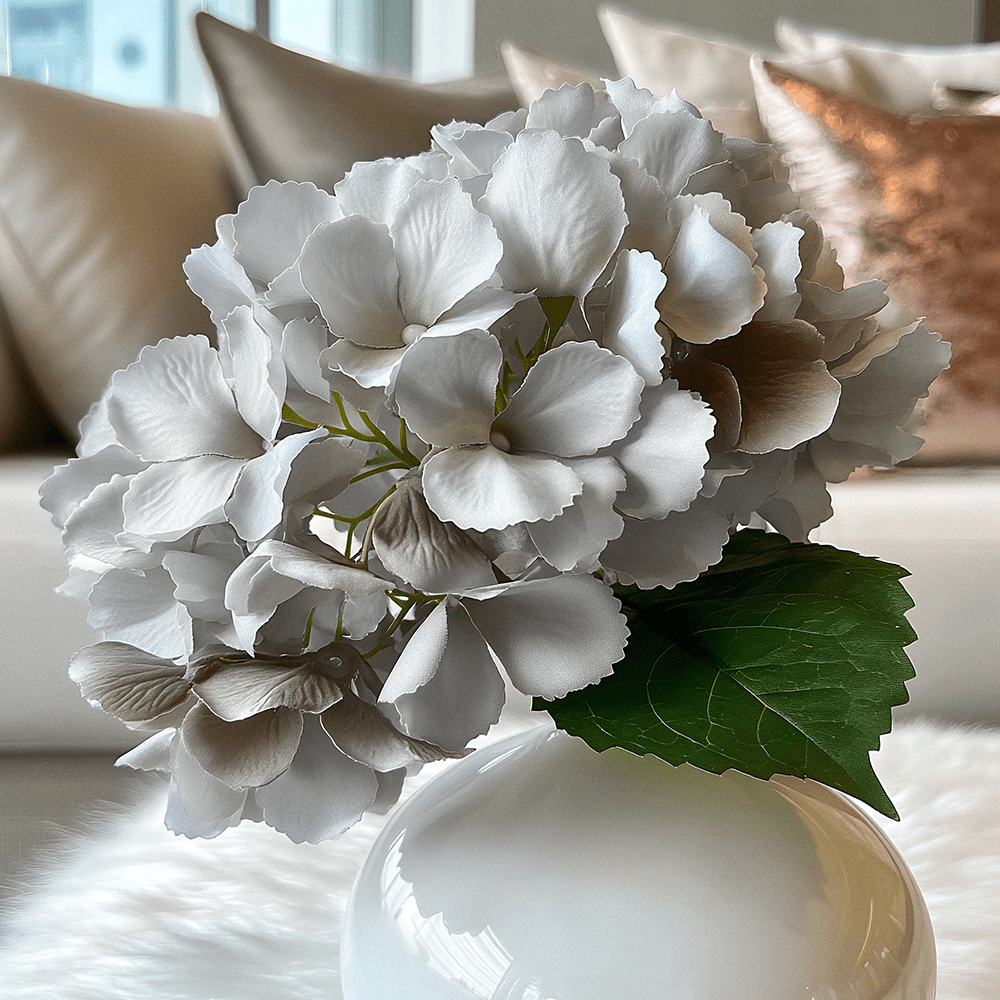 Faux Grey Giant Pom Pom Hydrangea Single Stem Flower Accessories