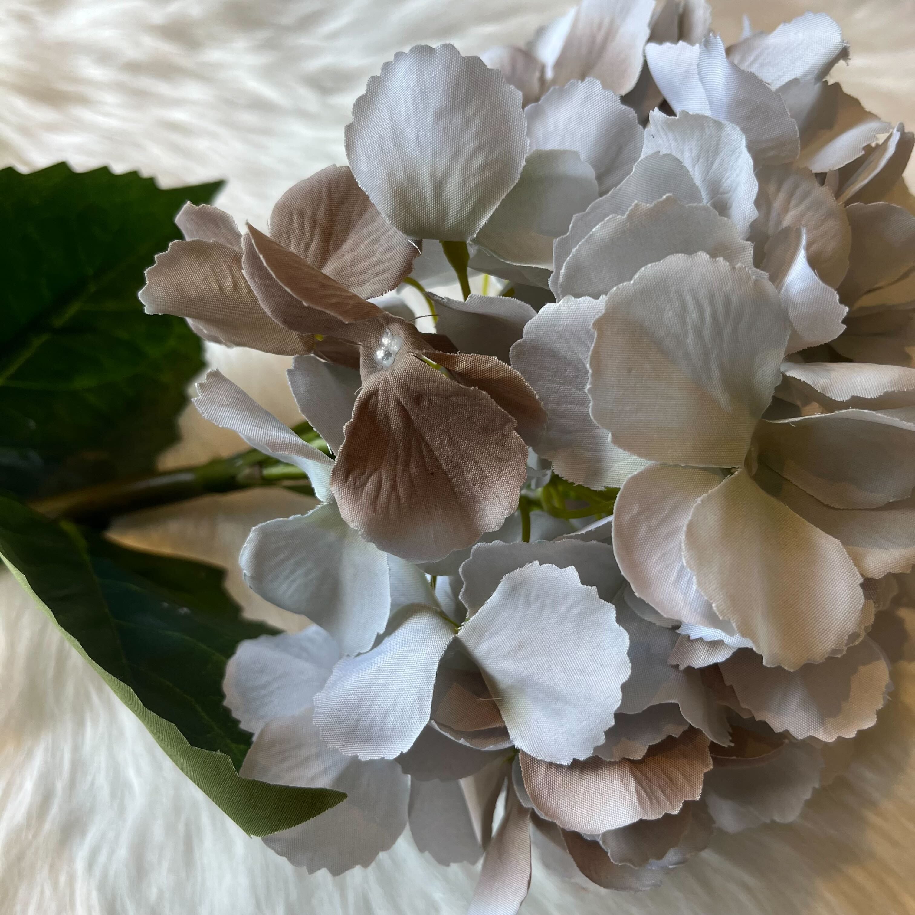 Faux Grey Giant Pom Pom Hydrangea Single Stem Flower Accessories