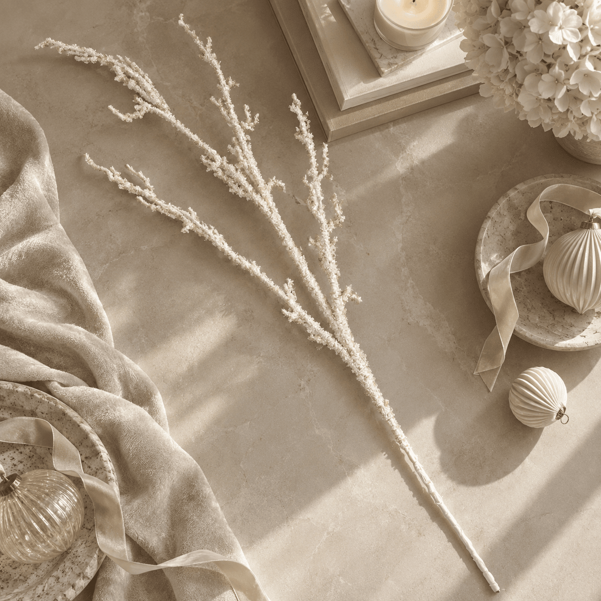 Faux Snowy Single Stem Branch Accessories