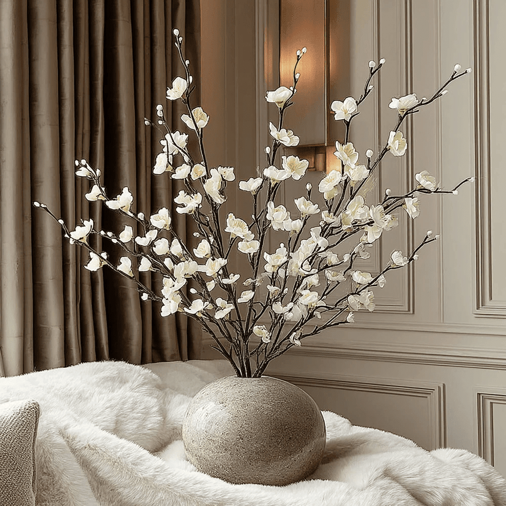Faux White Blossom Single Stem Floral - Set of 5 Accessories