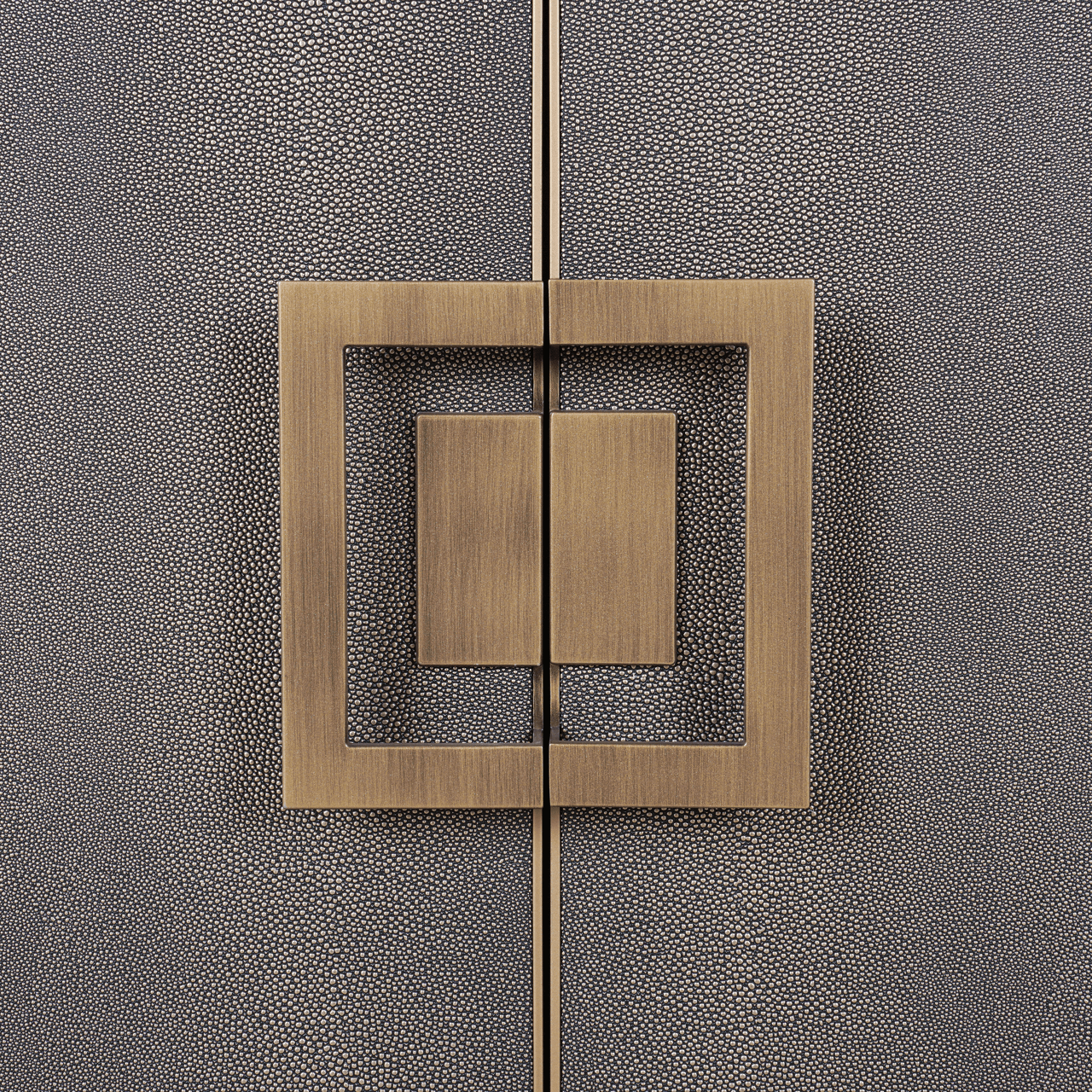 Felicia Luxury Black Wood & Shagreen 2 Door Sideboard with Brass Handles Furniture