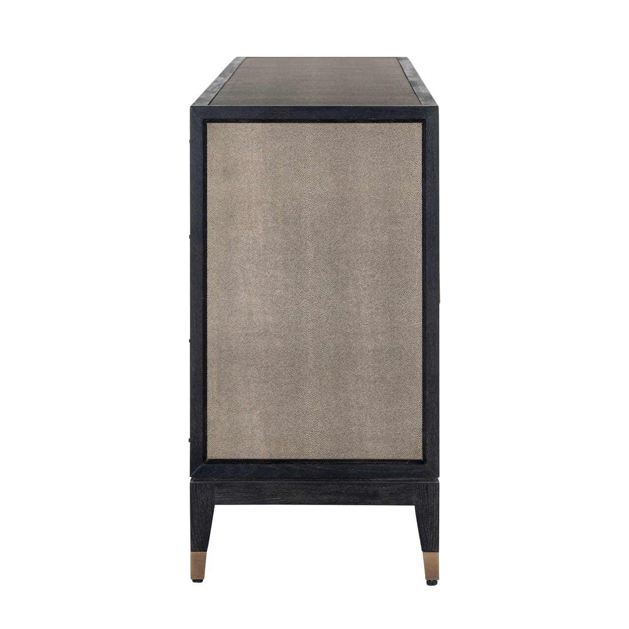 Felicia Luxury Black Wood & Shagreen 4 Door Sideboard with Brass Handles Furniture