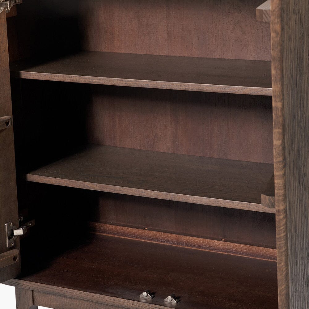 Felicity Dark Brown Ribbed Oak 2 Door Cabinet Furniture