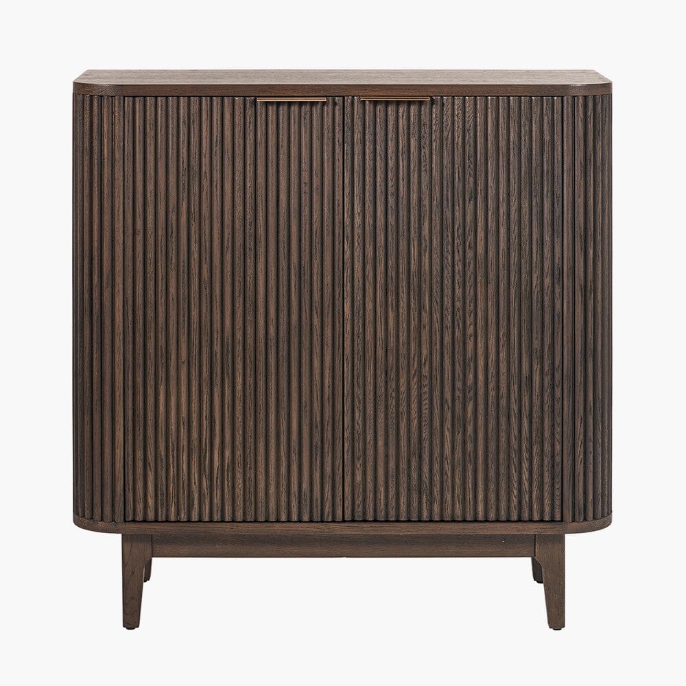 Felicity Dark Brown Ribbed Oak 2 Door Cabinet Furniture