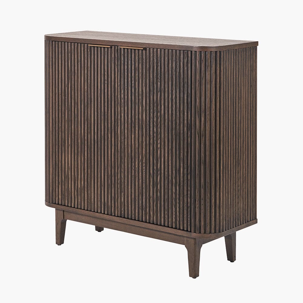 Felicity Dark Brown Ribbed Oak 2 Door Cabinet Furniture