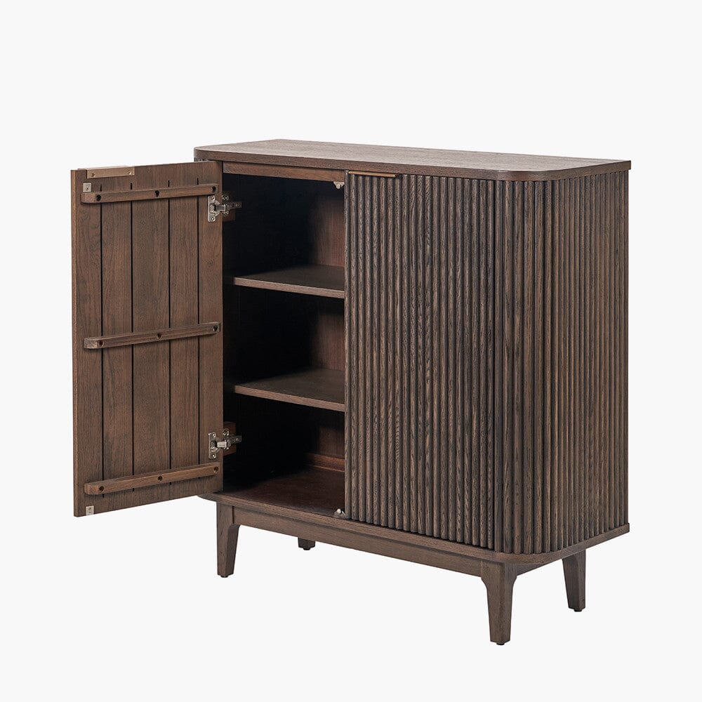 Felicity Dark Brown Ribbed Oak 2 Door Cabinet Furniture