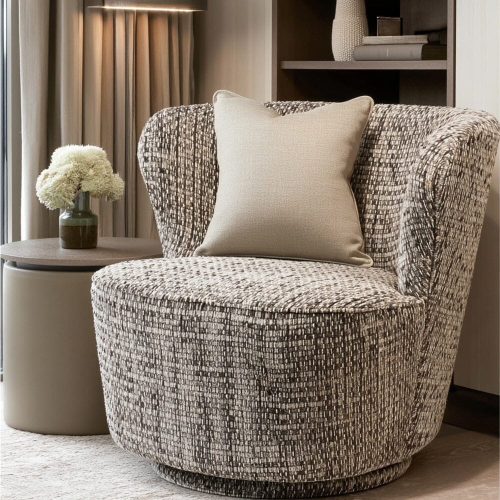 Fjura Grey Speckled Textured Accent Chair Furniture