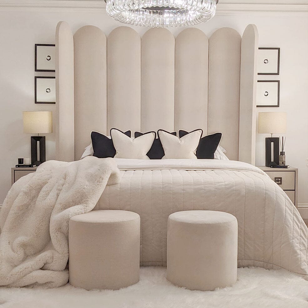 Florence Cream Curved Fluted Headboard with Adjustable Wings Beds and Headboards