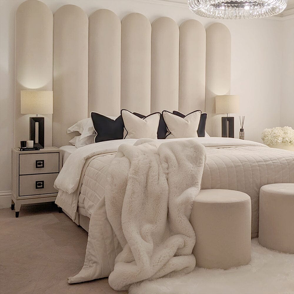 Florence Cream Curved Fluted Headboard with Adjustable Wings Beds and Headboards