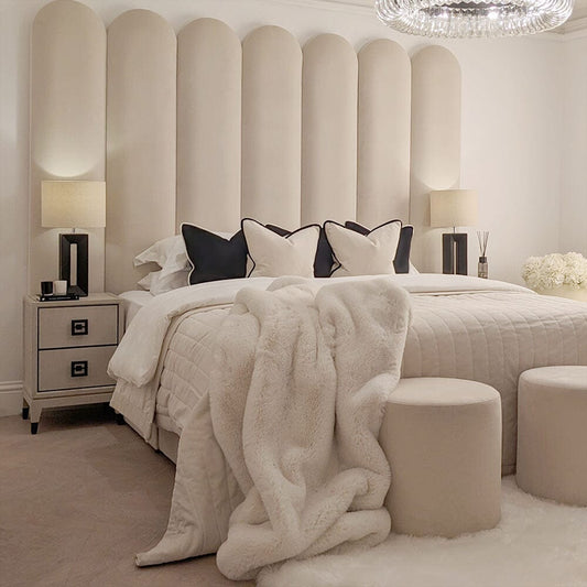 Florence Cream Curved Fluted Headboard with Adjustable Wings Beds and Headboards