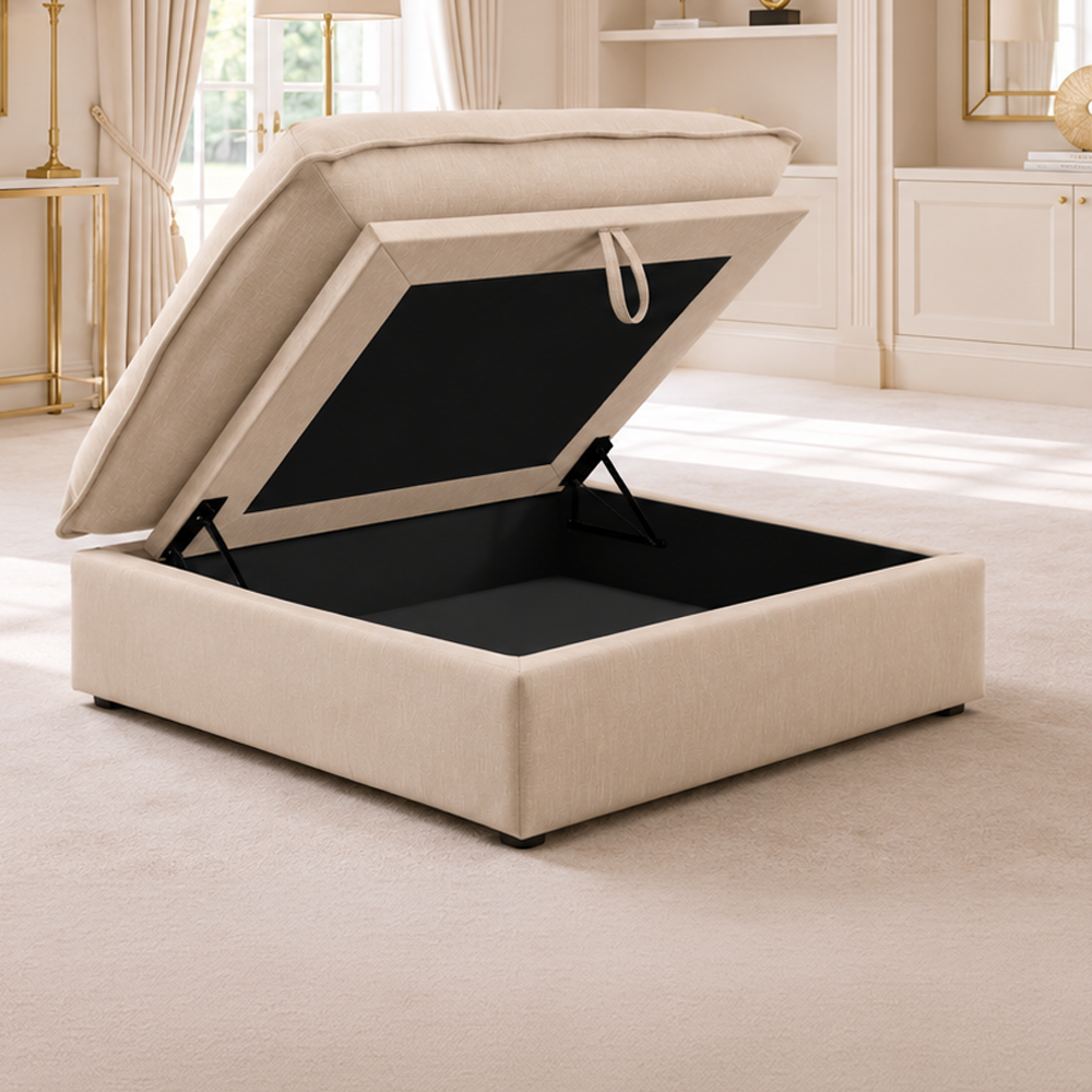 Mallow Coastal Weave Linen Storage Footstool