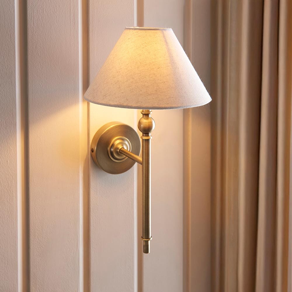 Francesca Gold Wall Light with Linen Shade Lighting