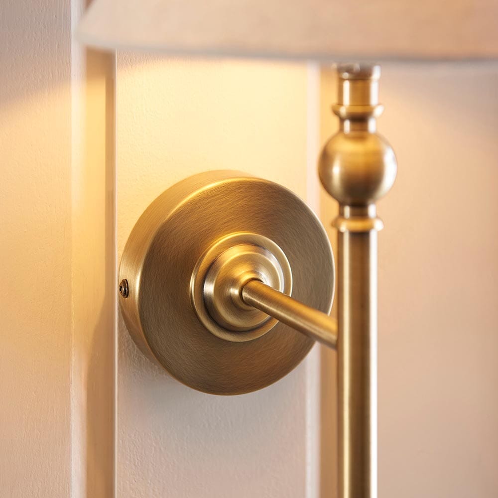 Francesca Gold Wall Light with Linen Shade Lighting