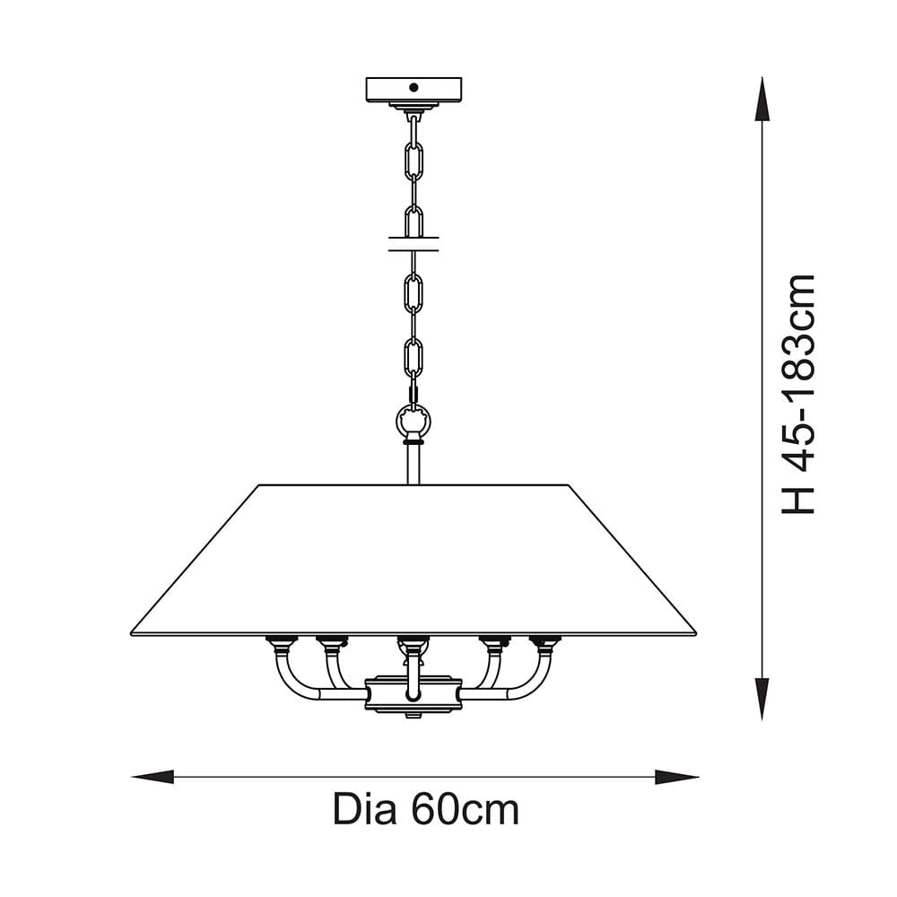 Francesca Matt Black 5 Light Pendant Ceiling Light with Linen Shade Lighting