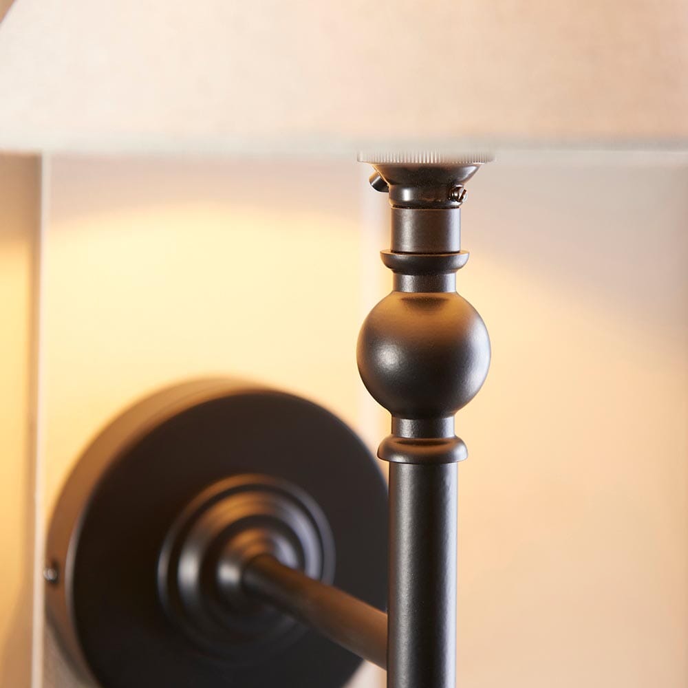 Francesca Matt Black Wall Light with Linen Shade Lighting