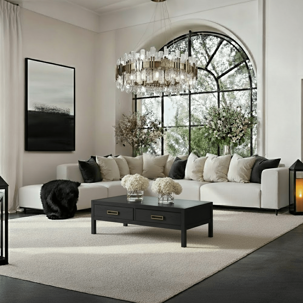 Freja Off White Textured Large Left Hand Facing Corner Sofa Sofa