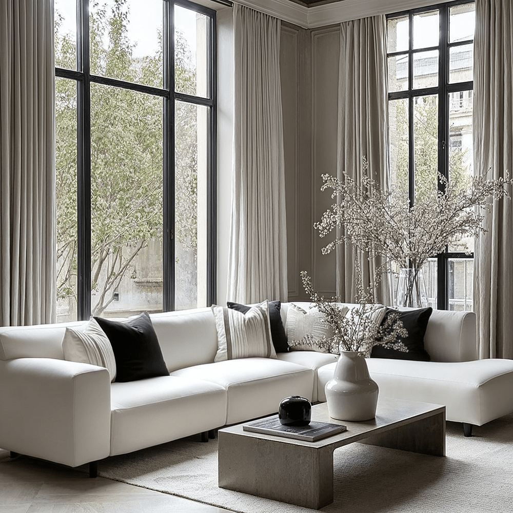 Freja Off White Textured Large Right Hand Facing Corner Sofa Sofa
