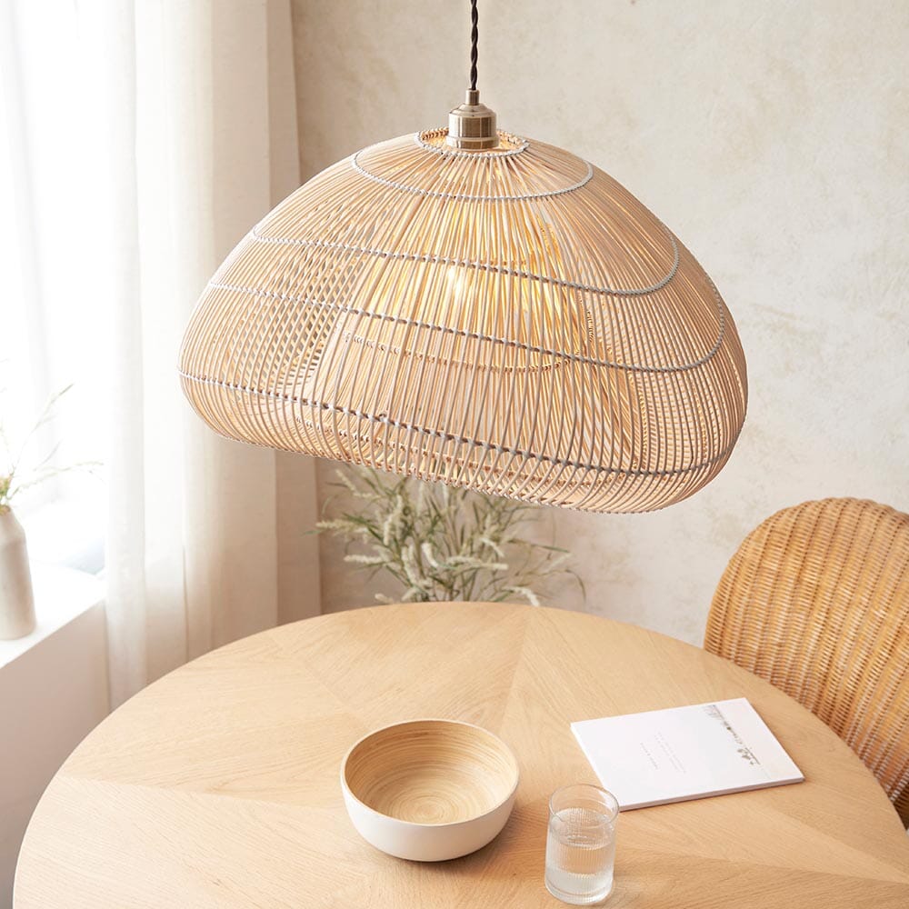 Freya Natural Woven Rattan Pendant Ceiling Light Lighting