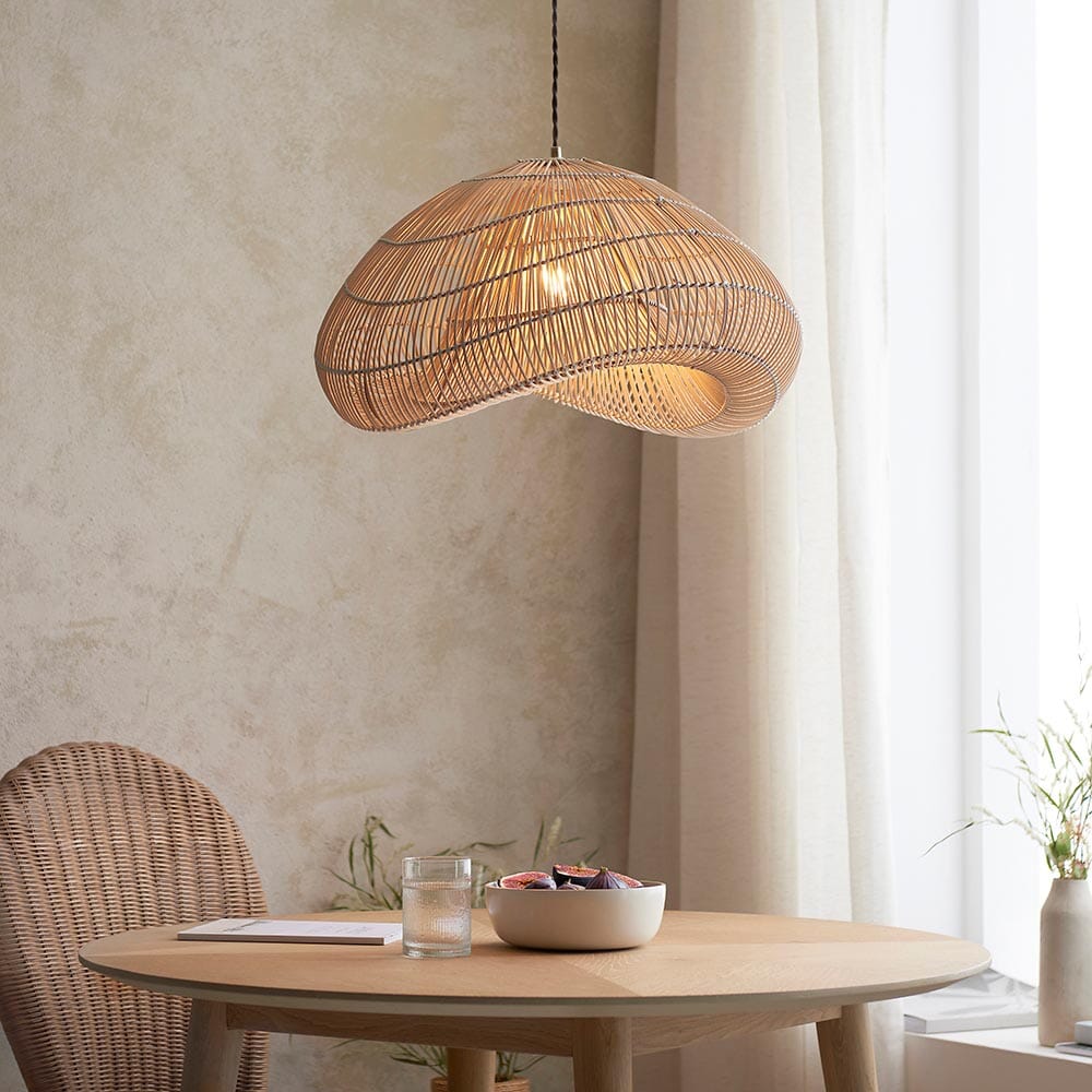 Freya Natural Woven Rattan Pendant Ceiling Light Lighting