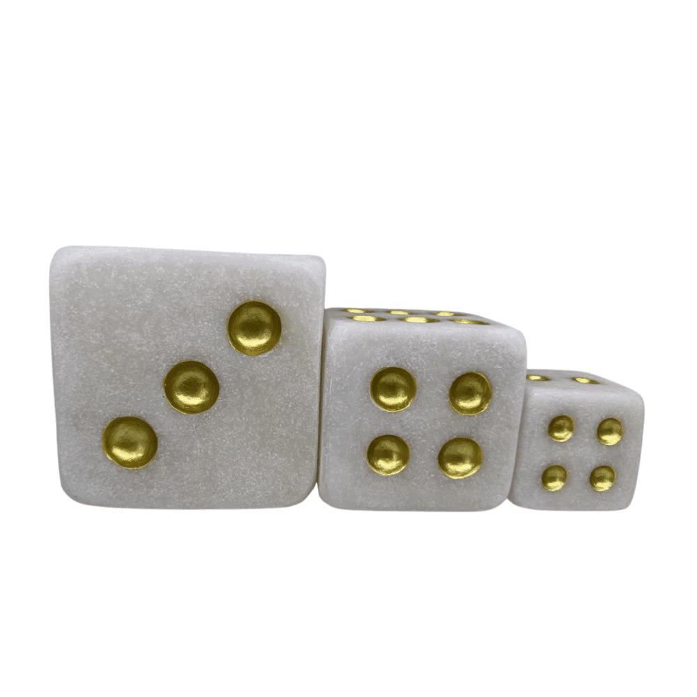 Gabrielle Stone & Gold Decorative Dice Ornament - Set of 3 Accessories